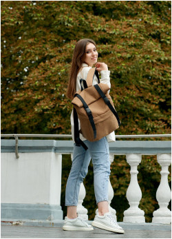 Жіночий рюкзак ролл Sambag  RollTop LSH Коричневий тканевий