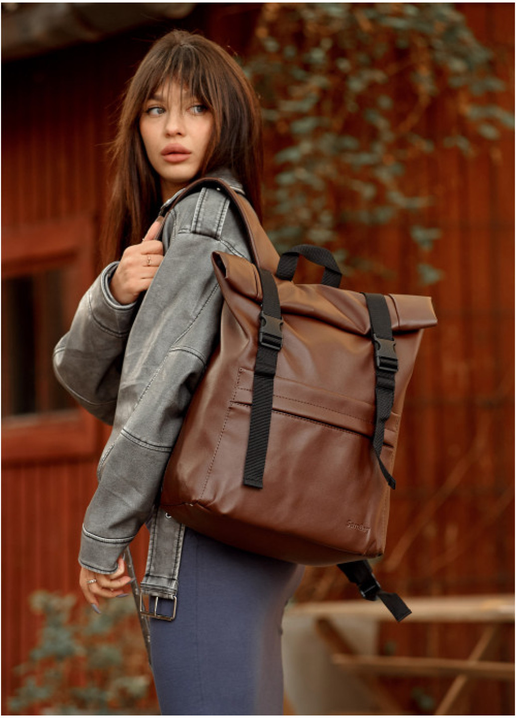 Рюкзак ролл Sambag жіночий RollTop Milton lh шоколадний
