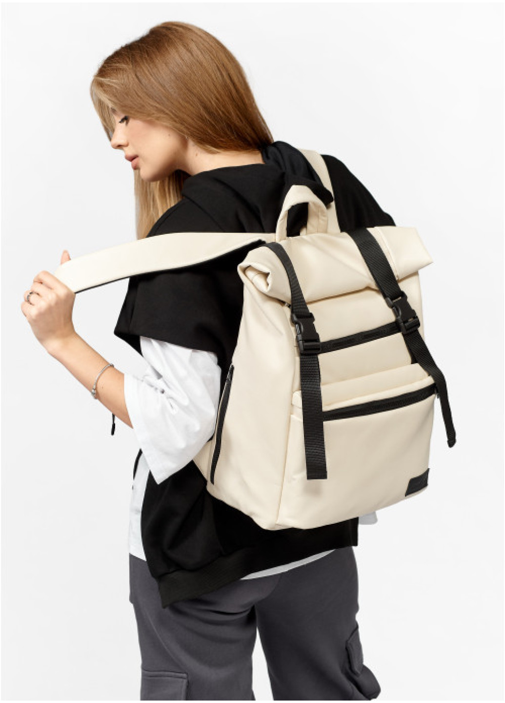 Рюкзак жіночий ролл Sambag RollTop Zard молочний