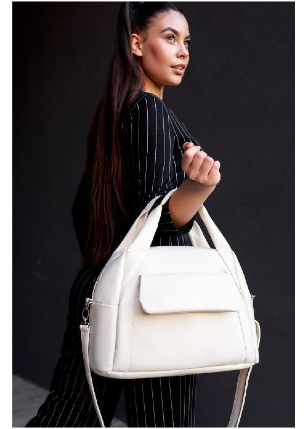 Жіноча спортивна сумка Sambag Vogue BKS молочний