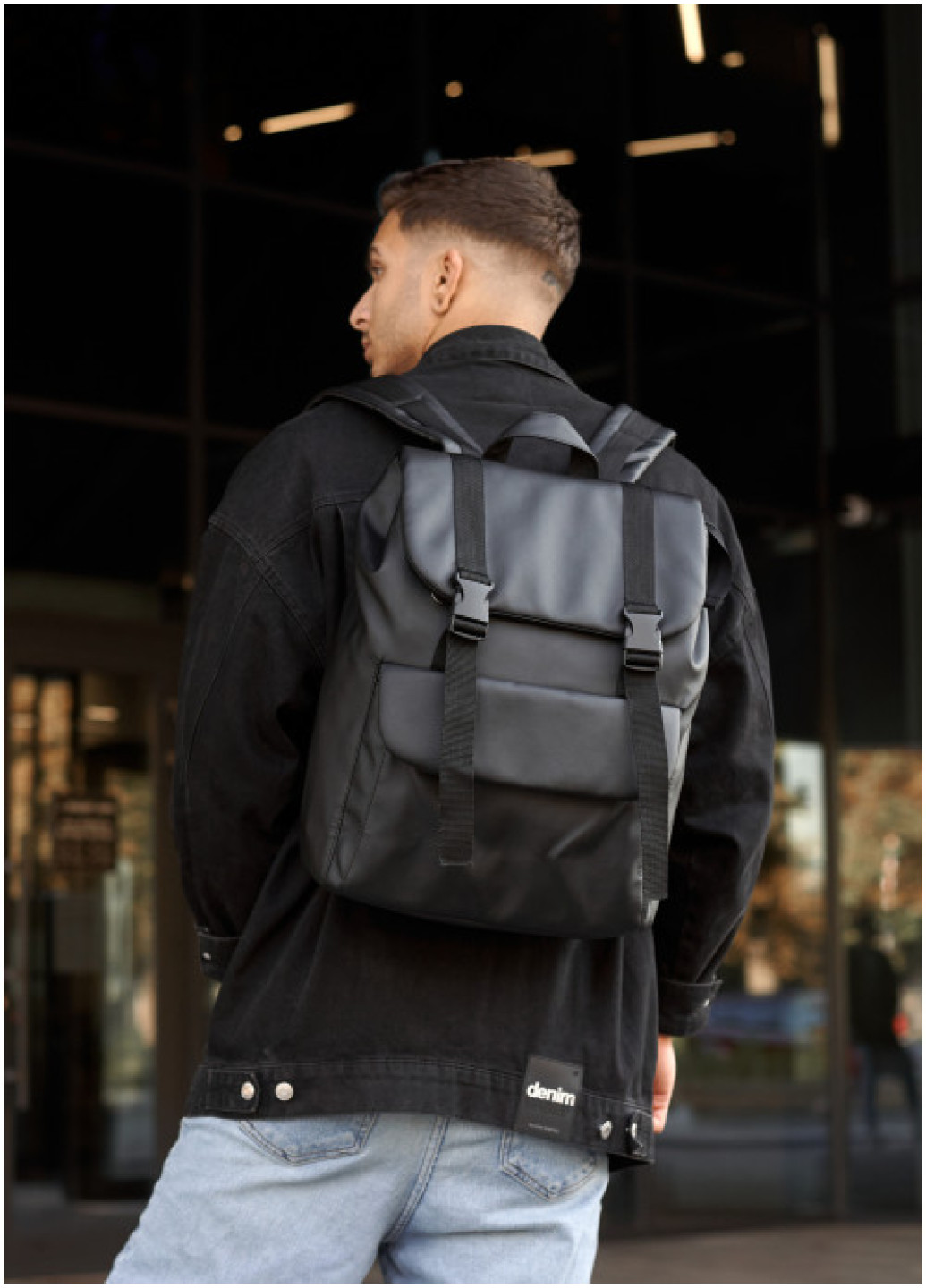 Чоловічий рюкзак ролл Sambag  Loft Zard чорний з клапаном