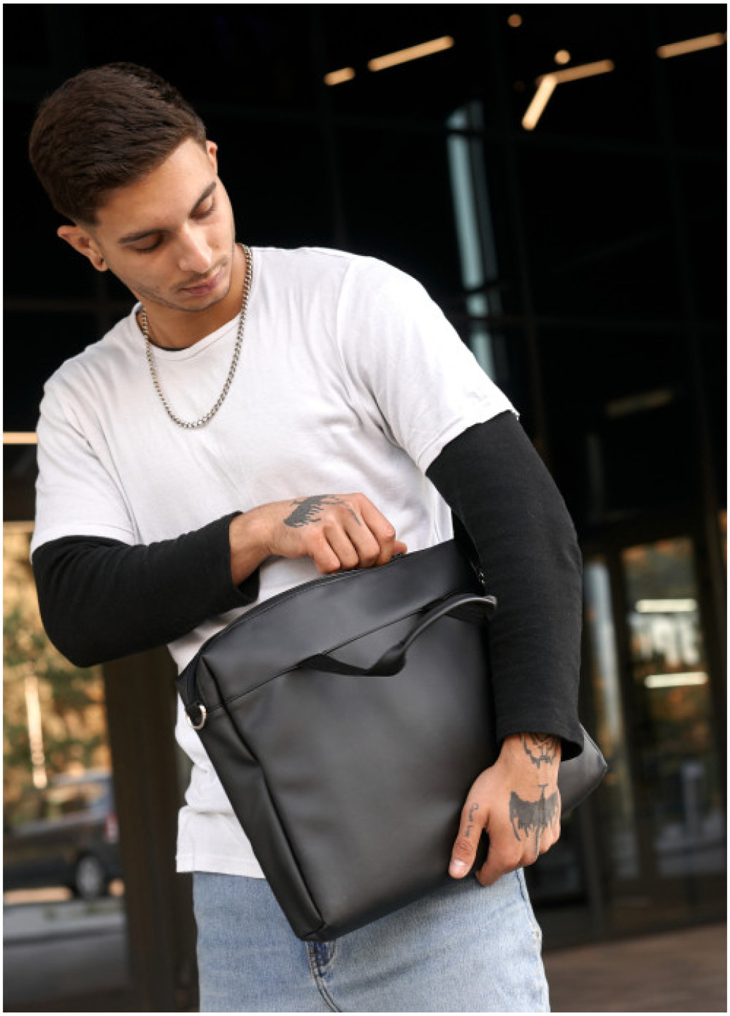 Сумка для ноутбука Sambag чорна з перфорацією