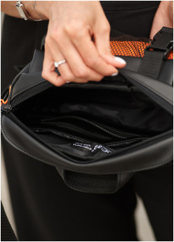 Велика жіноча поясна сумка бананка Sambag DynamicDart чорно-оранжева
