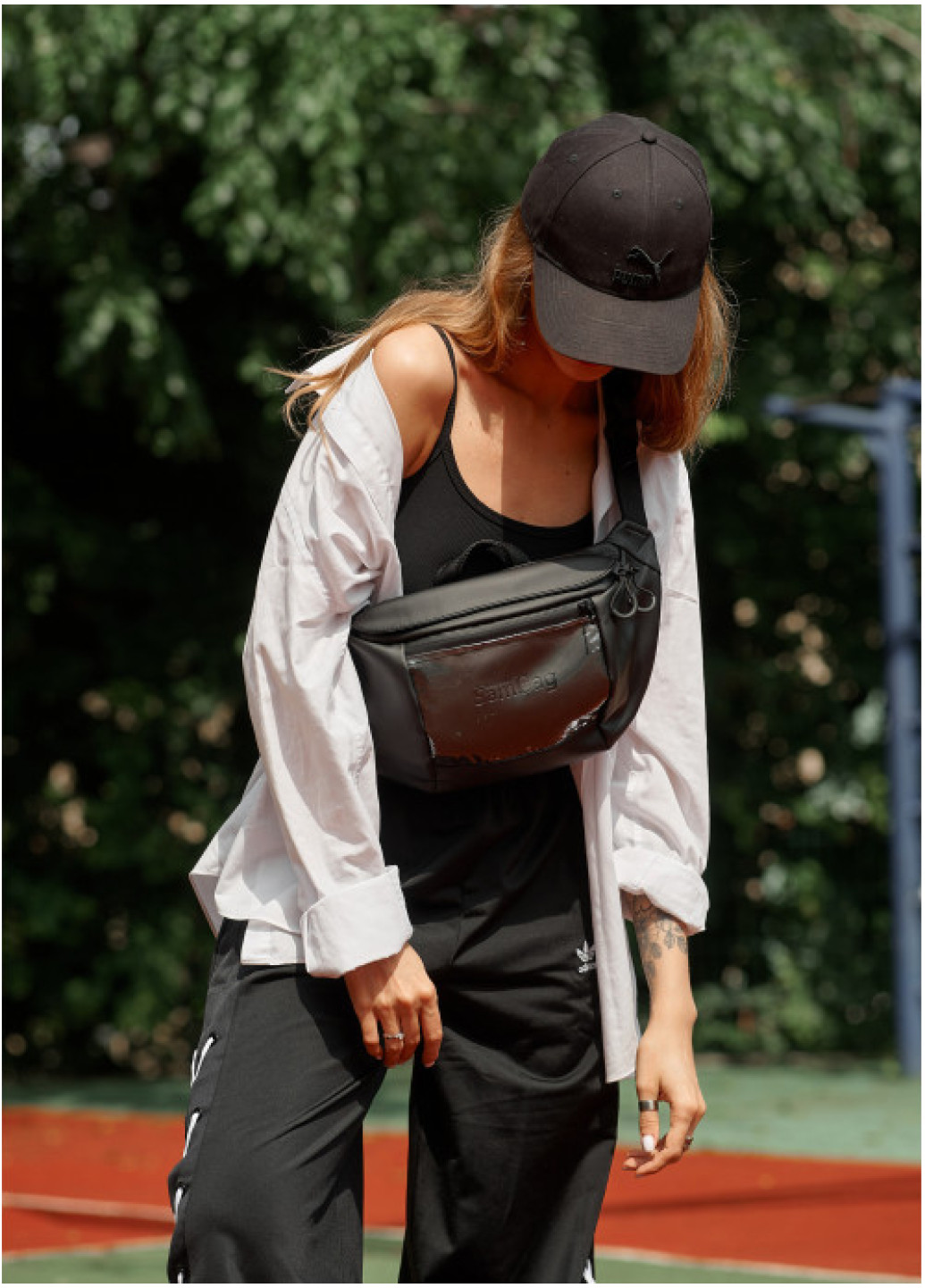 Велика чорна жіноча поясна сумка бананка Sambag DynamicDart