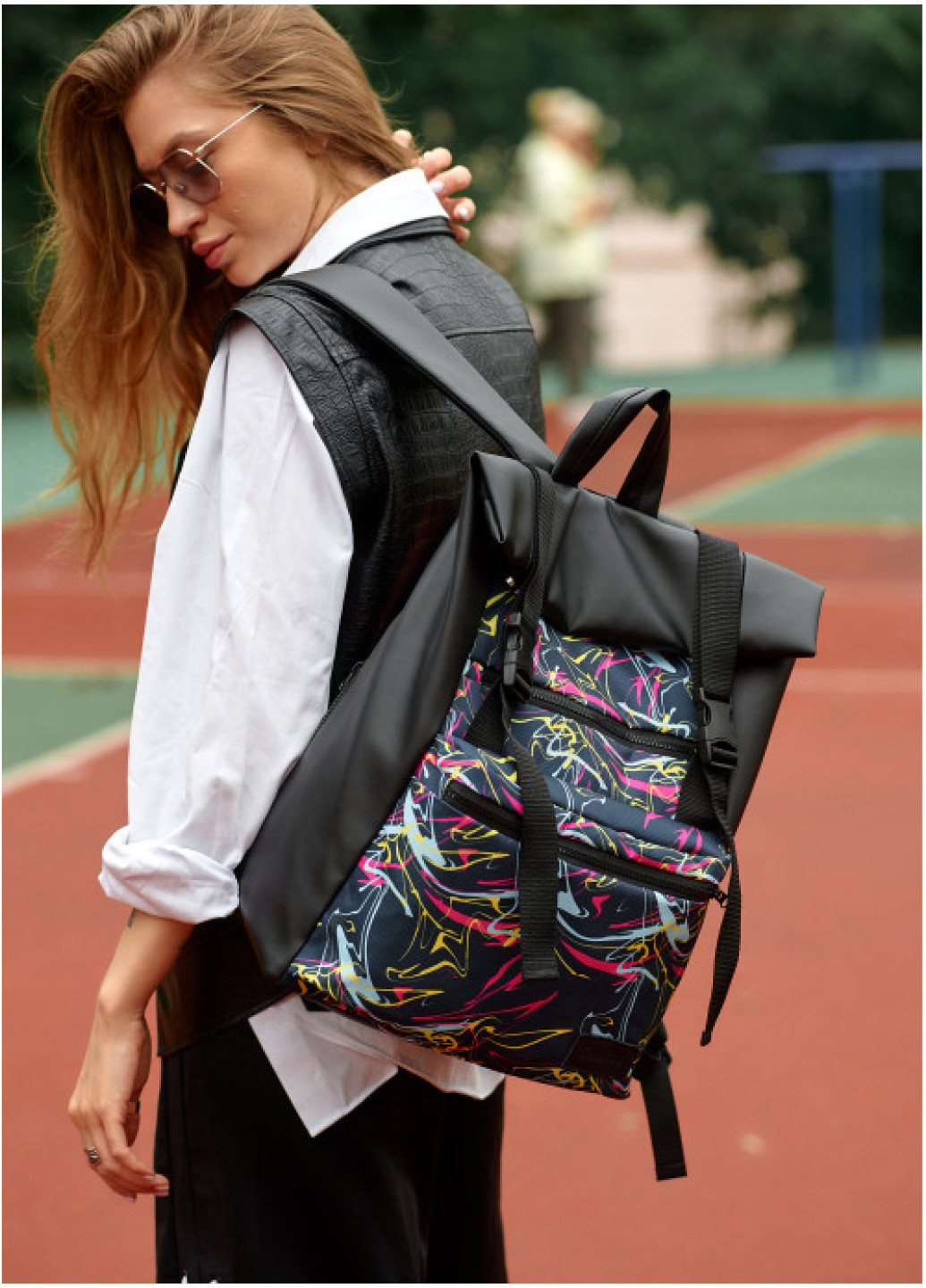 Жіночий рюкзак Sambag RollTop One з принтом 