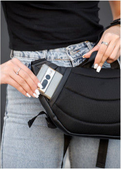 Велика жіноча  сумка бананка Sambag DynamicDart чорна