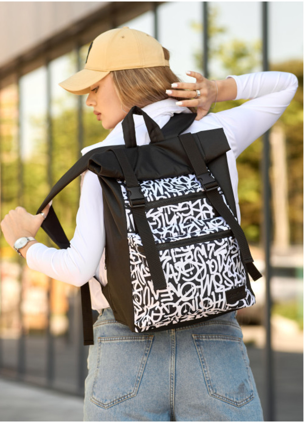 Жіночий рюкзак Sambag RollTop One з принтом 