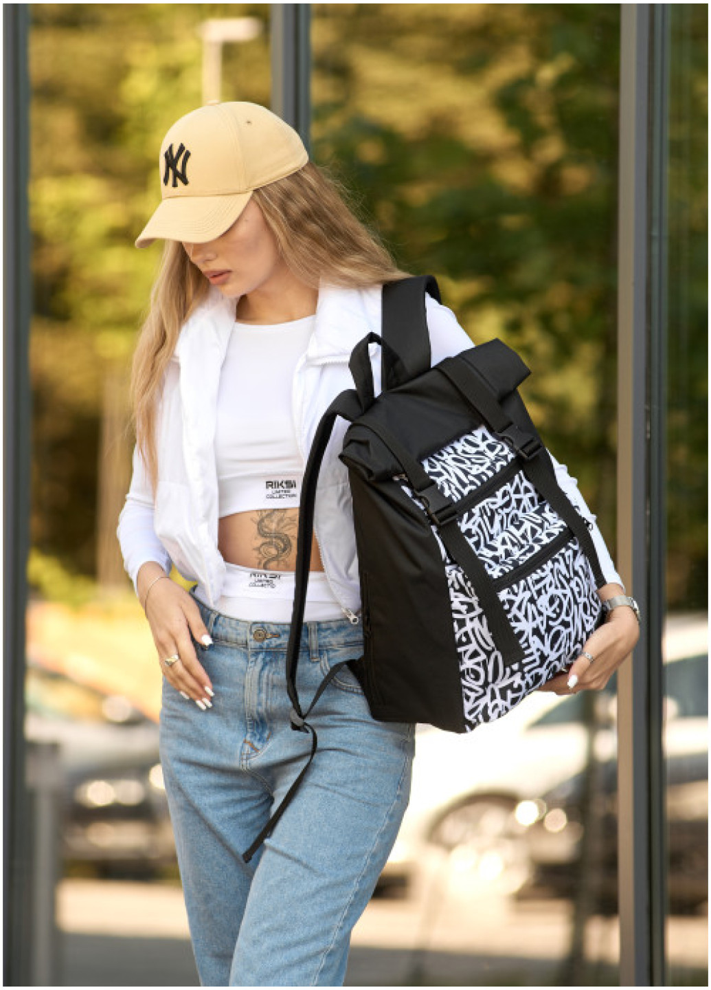 Жіночий рюкзак Sambag RollTop One з принтом 