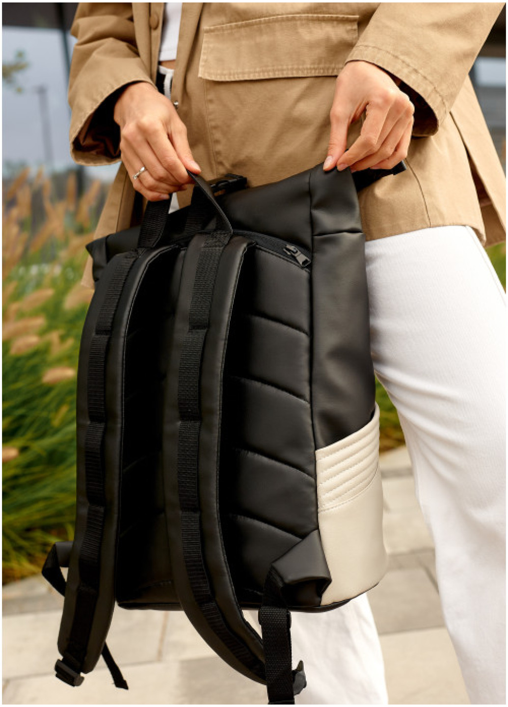 Рюкзак ролл Sambag унисекс RollTop KQN чорно-сірий