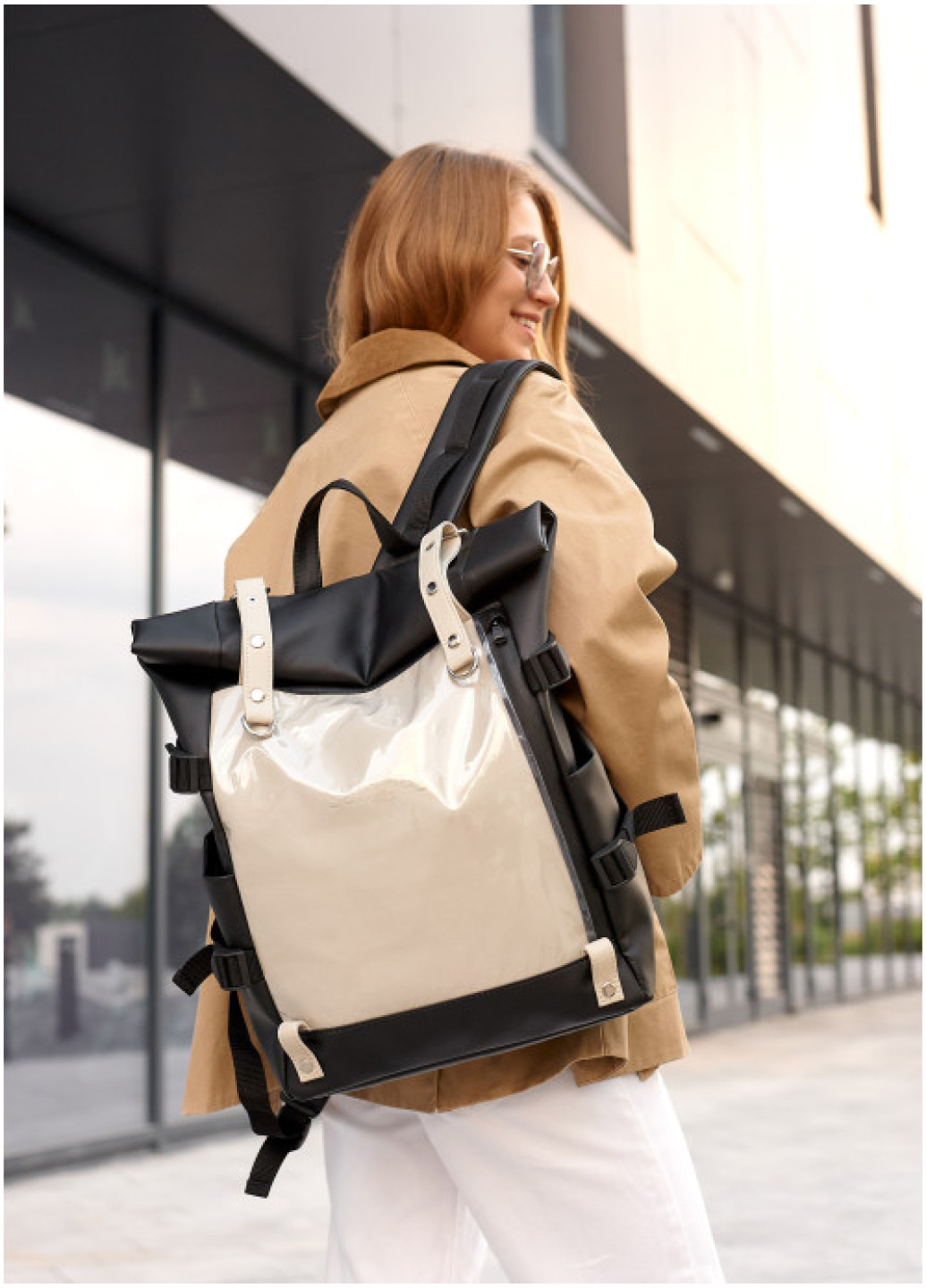 Жіночий рюкзак Sambag RollTop Hacking чорно-сірий