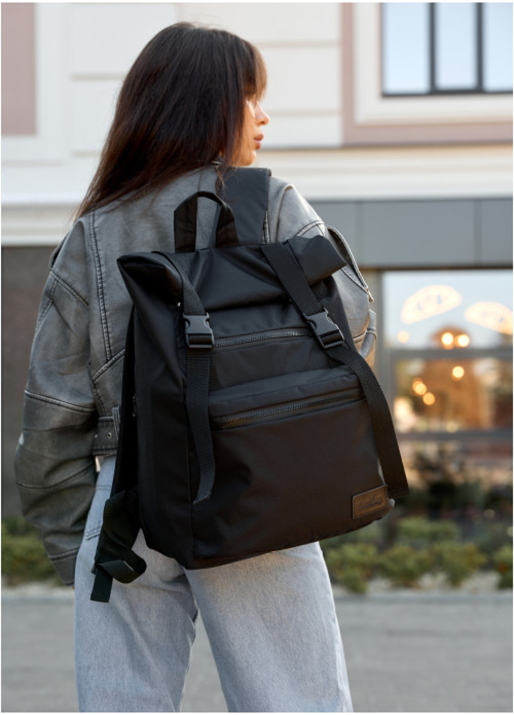Рюкзак ролл Sambag жіночий RollTop LTT чорний оксфорд