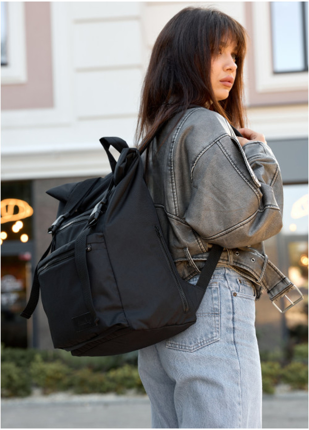 Рюкзак ролл Sambag жіночий RollTop LTT чорний оксфорд