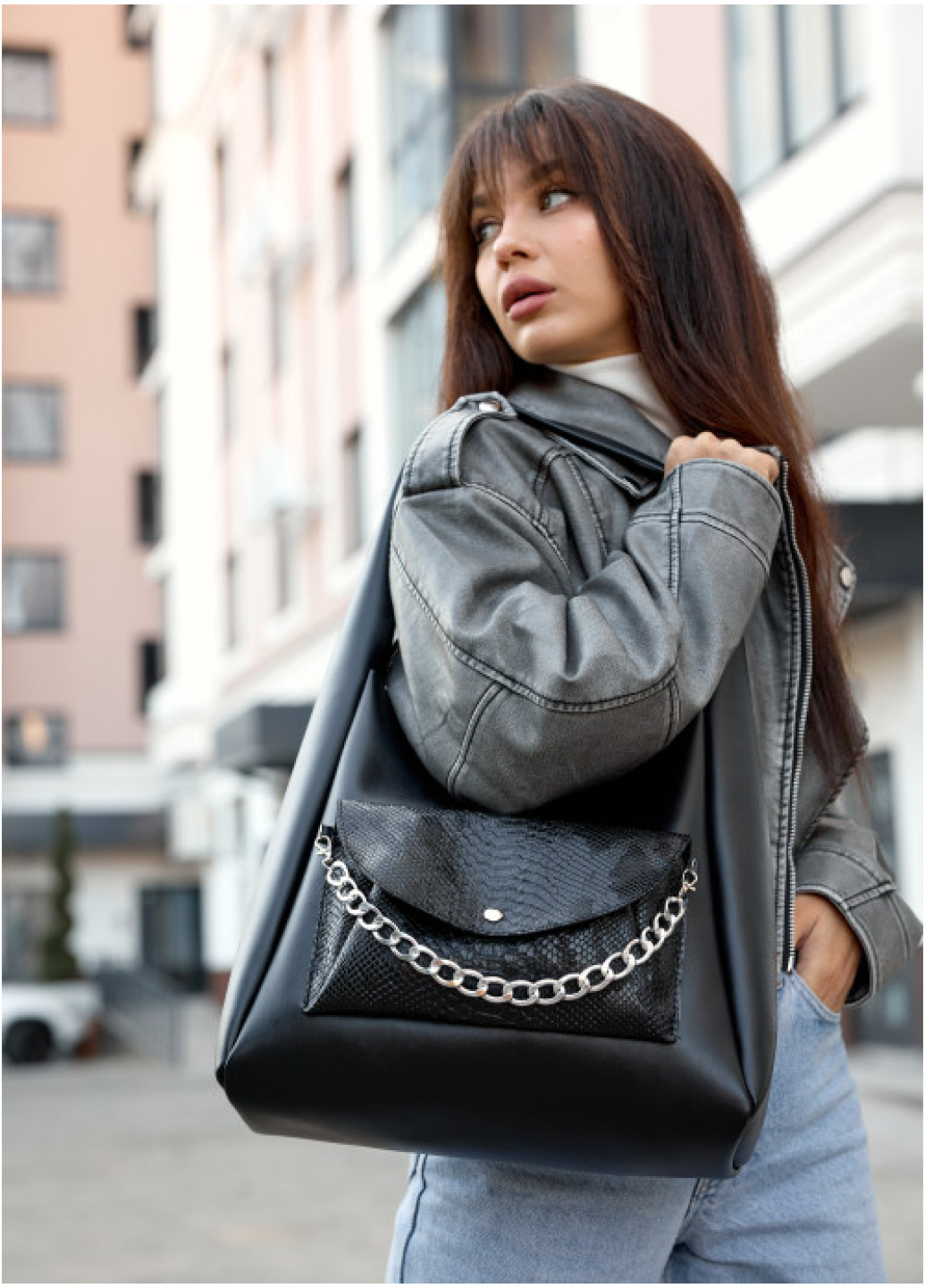Жіноча сумка Sambag HOBO Bliss  чорна крокодил
