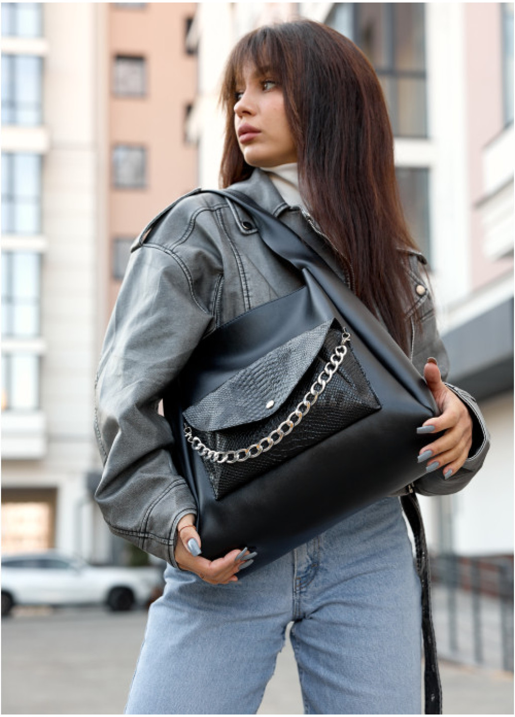 Жіноча сумка Sambag HOBO Bliss  чорна крокодил