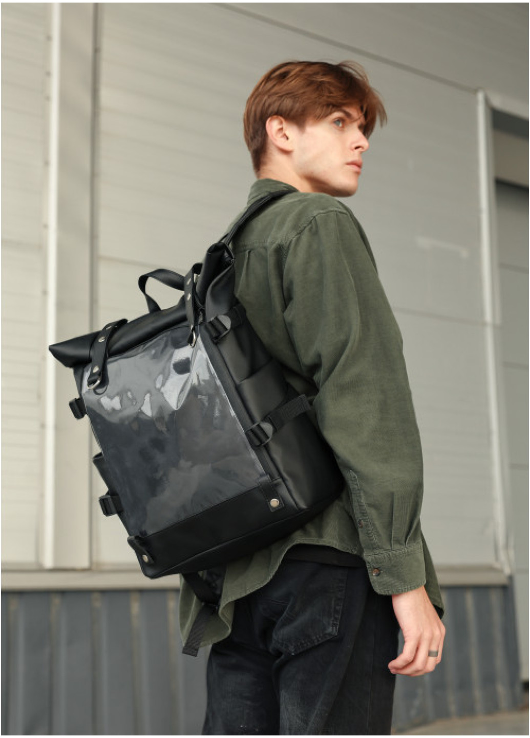 Чоловічий рюкзак Sambag RollTop Hacking чорний