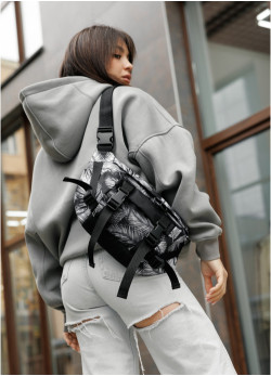 Велика жіноча поясна сумка бананка Sambag DynamicDart принт 
