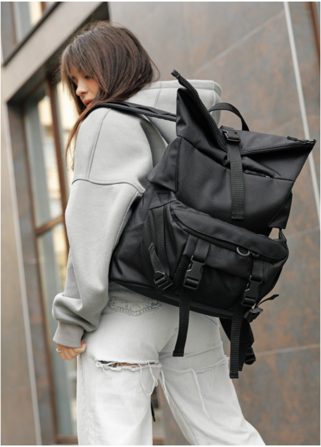 Рюкзак рол Sambag RollTop Double тканевий чорний