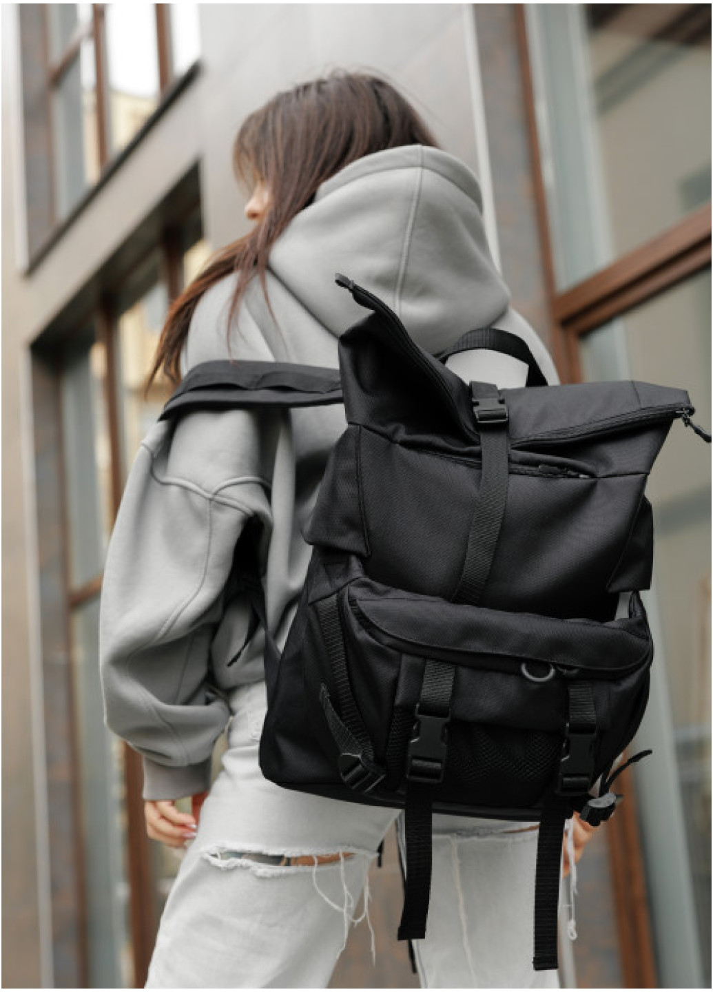 Рюкзак рол Sambag RollTop Double тканевий чорний