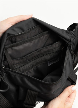 Велика жіноча поясна сумка бананка Sambag DynamicDart чорна тканева