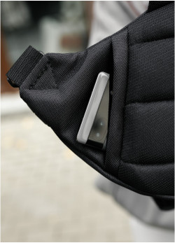 Велика жіноча поясна сумка бананка Sambag DynamicDart чорна тканева