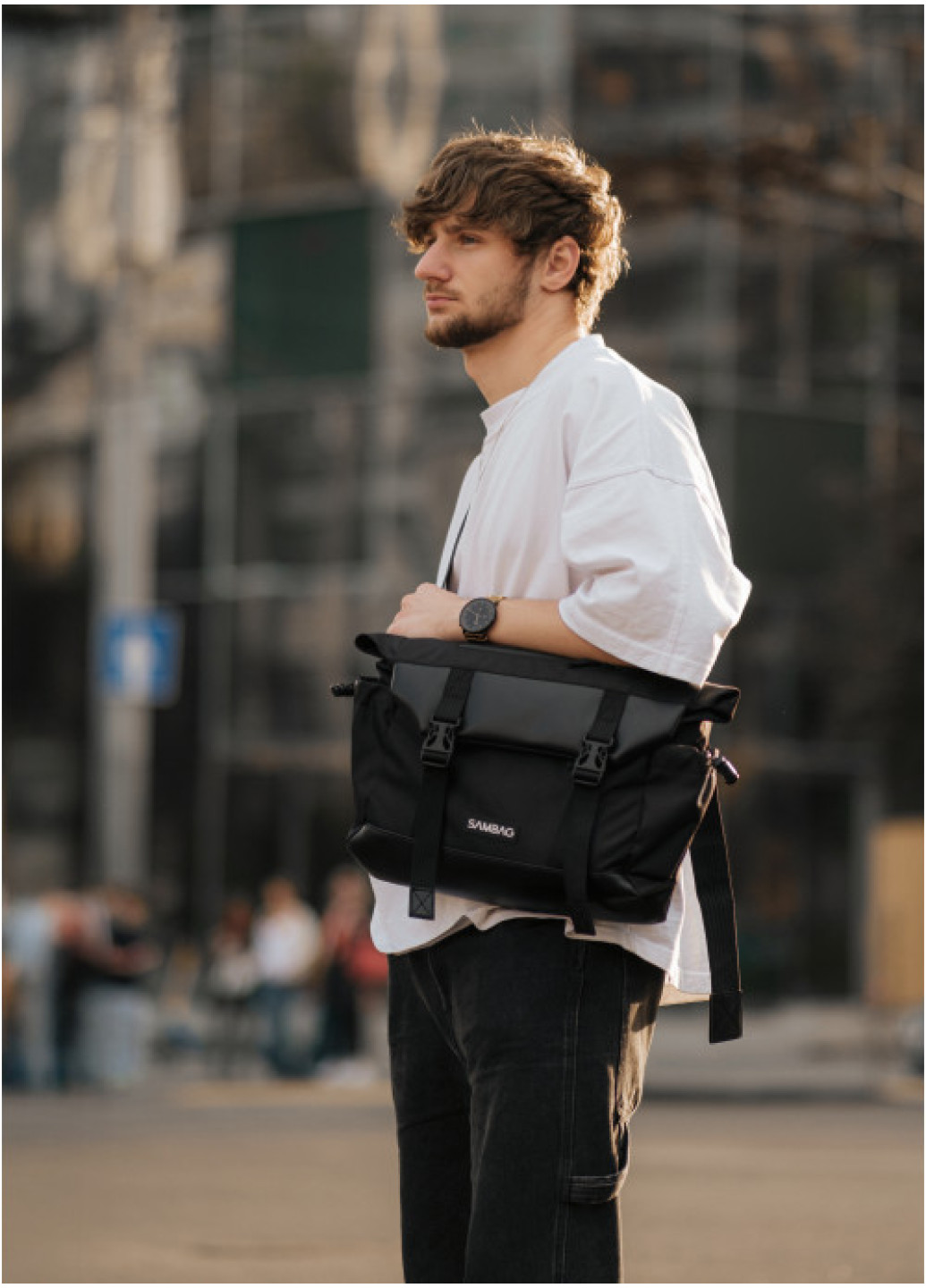 Сумка для ноутбука Sambag чорна з перфорацією
