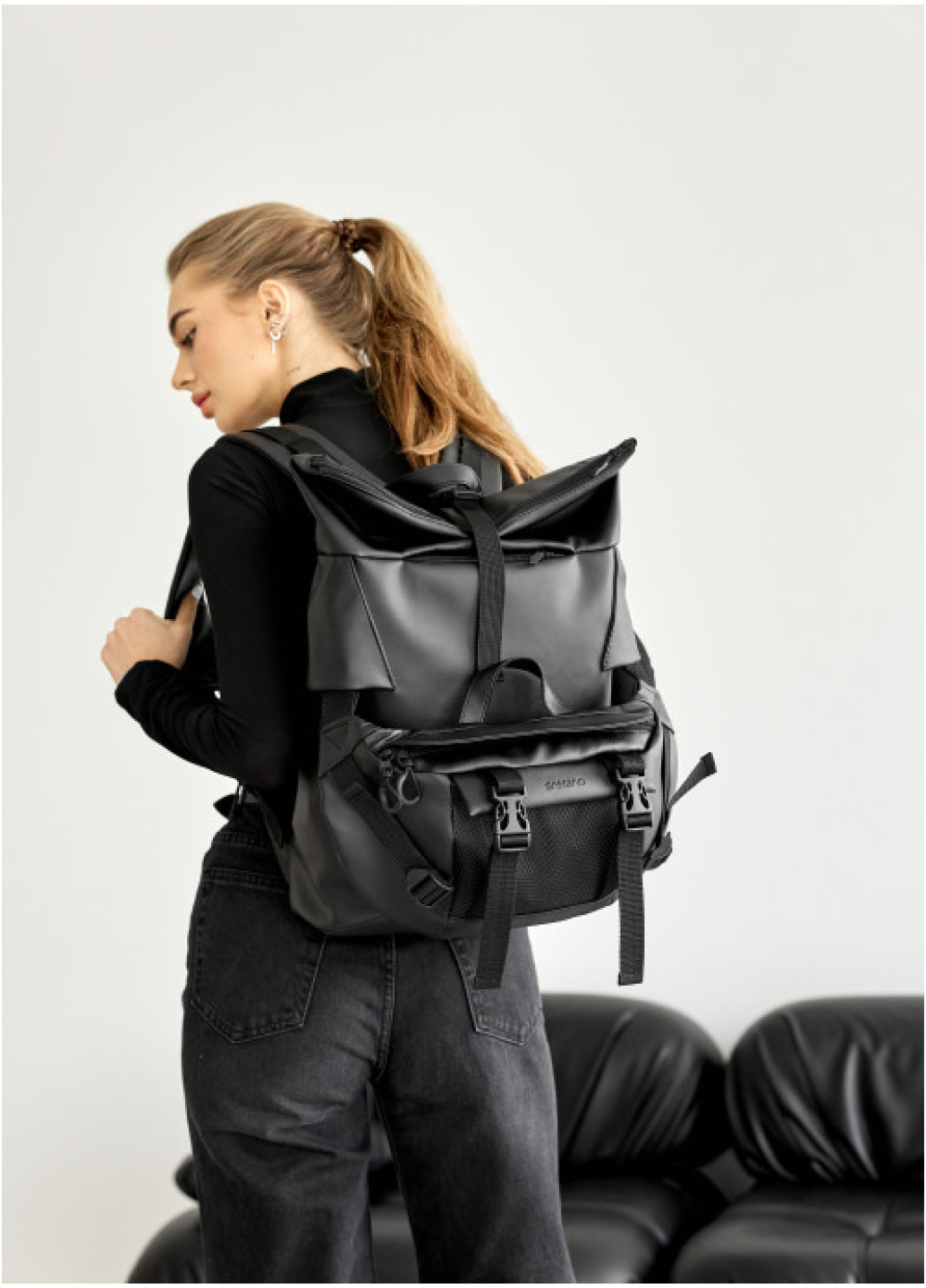 Рюкзак рол Sambag RollTop Double тканевий чорний
