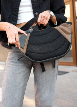 Велика жіноча поясна сумка бананка для планшета Sambag DynamicDart горіх