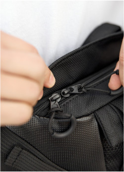 Велика чоловіча поясна сумка бананка для планшета Sambag DynamicDart чорна тканева