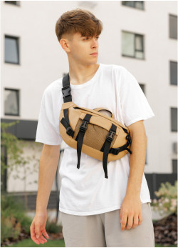Велика чоловіча поясна сумка бананка Sambag DynamicDart беж