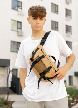 Велика чоловіча поясна сумка бананка Sambag DynamicDart беж