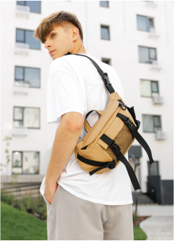 Велика чоловіча поясна сумка бананка Sambag DynamicDart беж