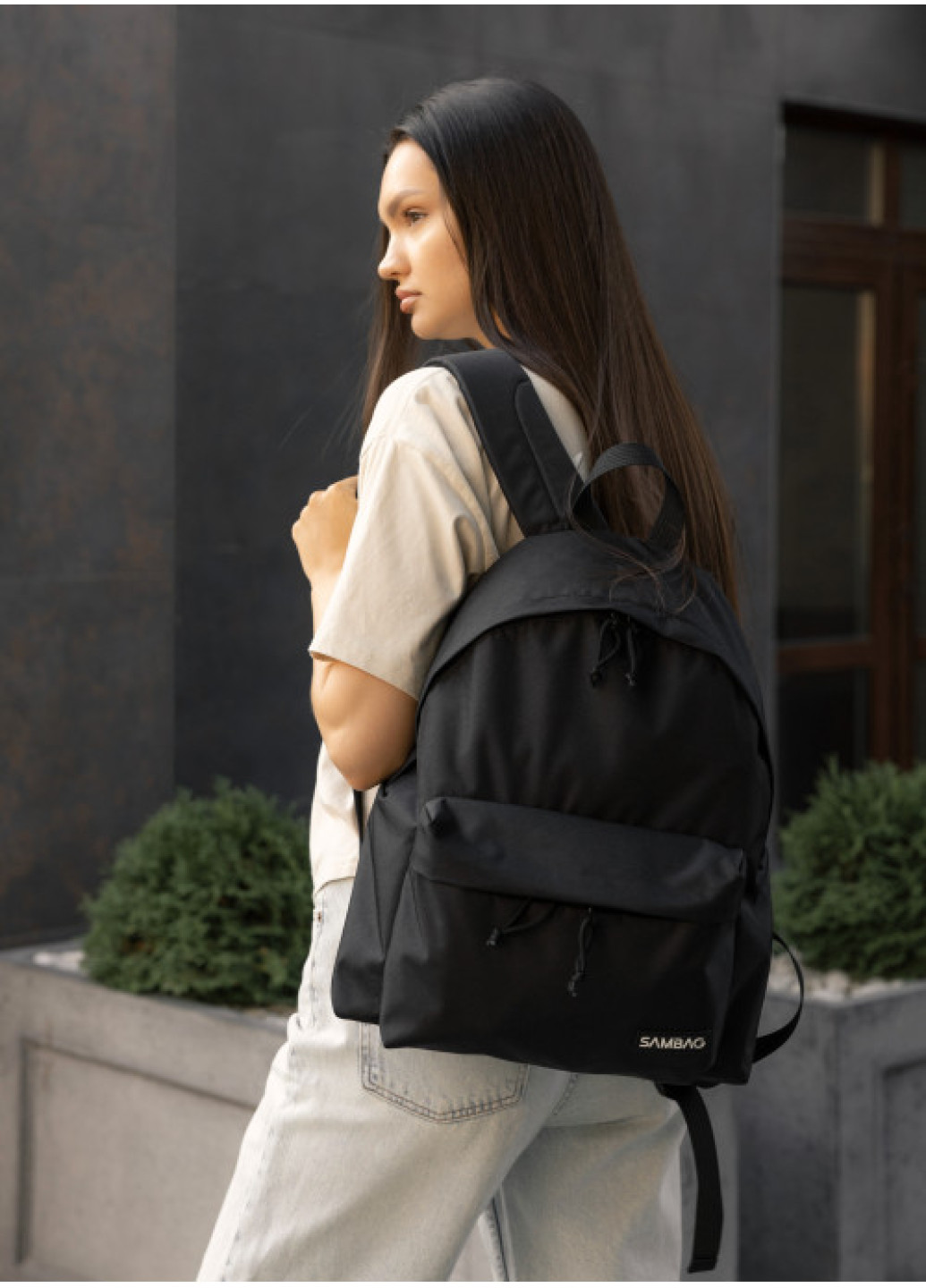 Жіночий рюкзак Sambag Active чорний тканевий