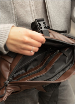 Велика жіноча поясна сумка бананка Sambag DynamicDart коричнева
