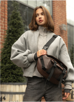 Велика жіноча поясна сумка бананка Sambag DynamicDart коричнева