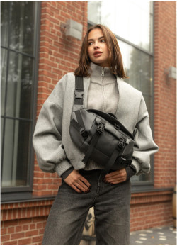 Велика жіноча поясна сумка бананка Sambag DynamicDart графітова