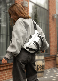 Велика жіноча поясна сумка бананка Sambag DynamicDart біла