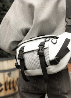 Велика жіноча поясна сумка бананка Sambag DynamicDart біла