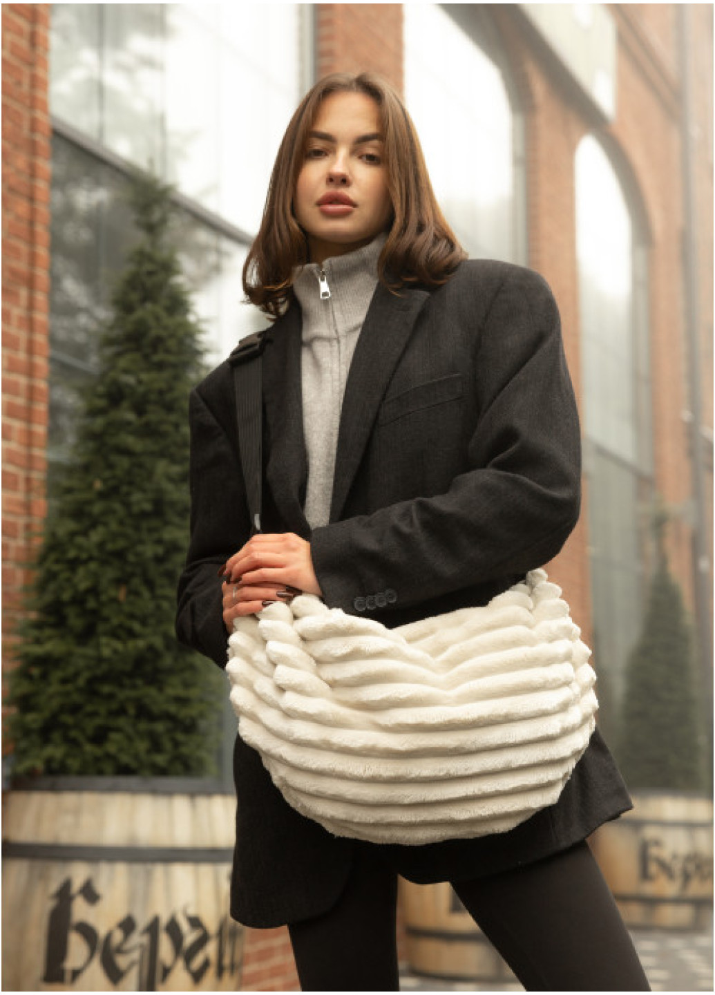 Жіноча сумка Sambag HOBO  Dolly   тканева молочна