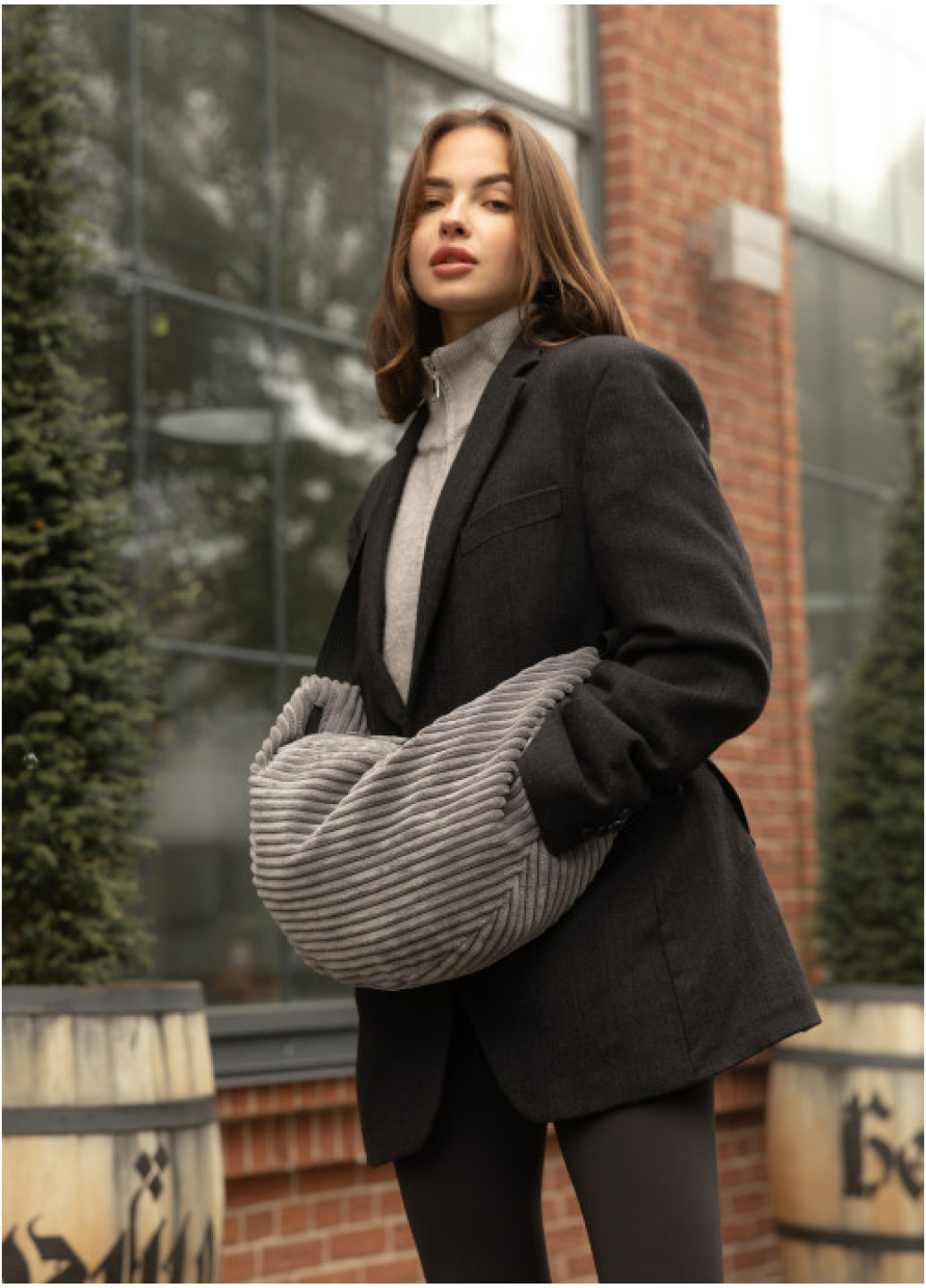 Жіноча сумка Sambag HOBO  Dolly   тканева графітова