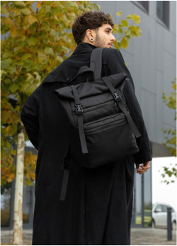 Чоловічий рюкзак Sambag RollTop ZARD чорний тканевий