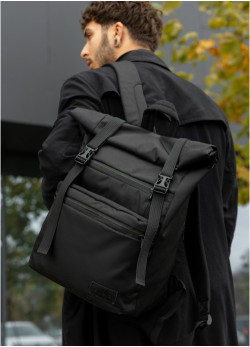 Чоловічий рюкзак Sambag RollTop ZARD чорний тканевий