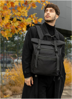 Чоловічий рюкзак Sambag RollTop ZARD чорний тканевий