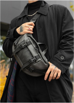 Велика чоловіча поясна сумка бананка Sambag DynamicDart графітова