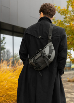 Велика чоловіча поясна сумка бананка Sambag DynamicDart графітова