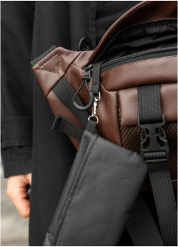 Велика чоловіча поясна сумка бананка Sambag DynamicDart коричнева