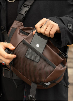 Велика чоловіча поясна сумка бананка Sambag DynamicDart коричнева