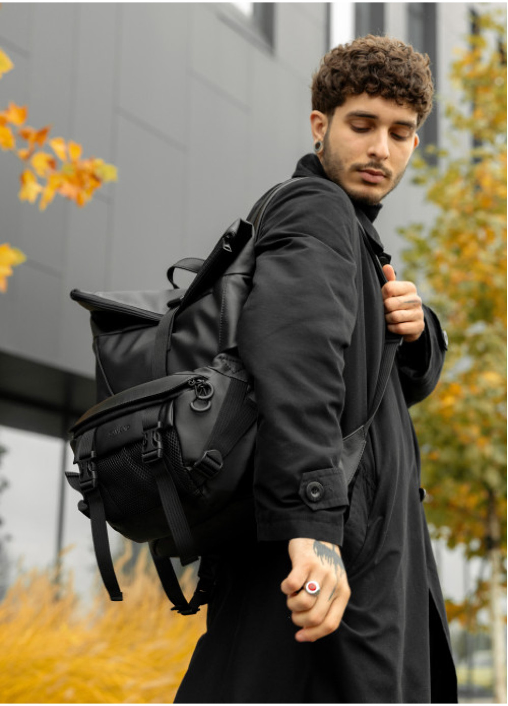 Чоловічий рюкзак рол Sambag RollTop Double чорний 