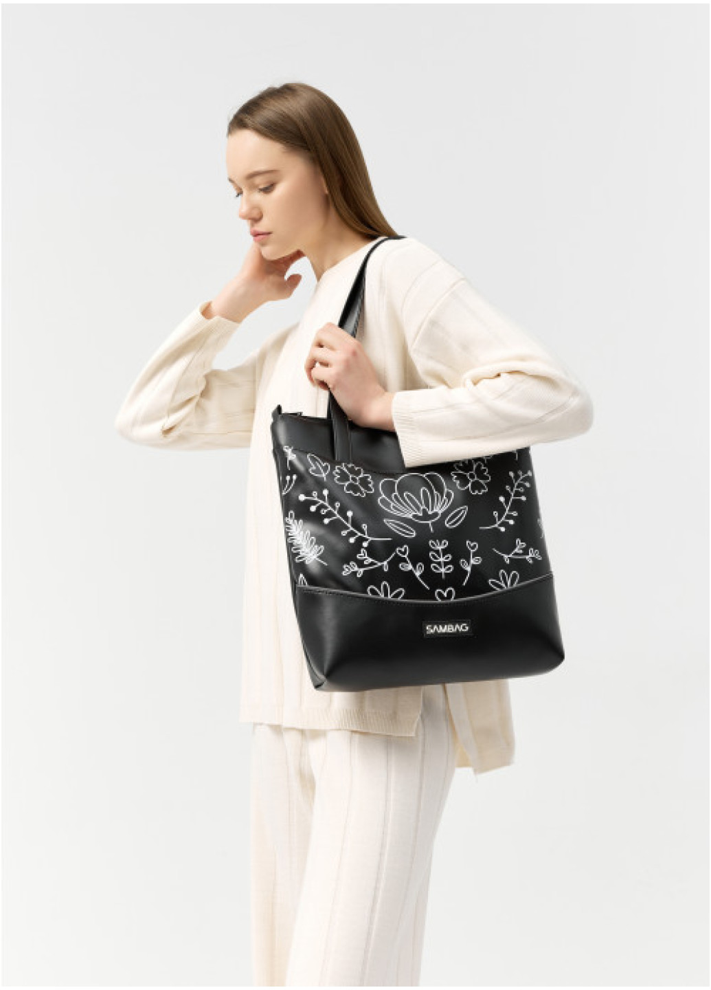 Сумка Sambag Shoper NOVA чорна з принтом 