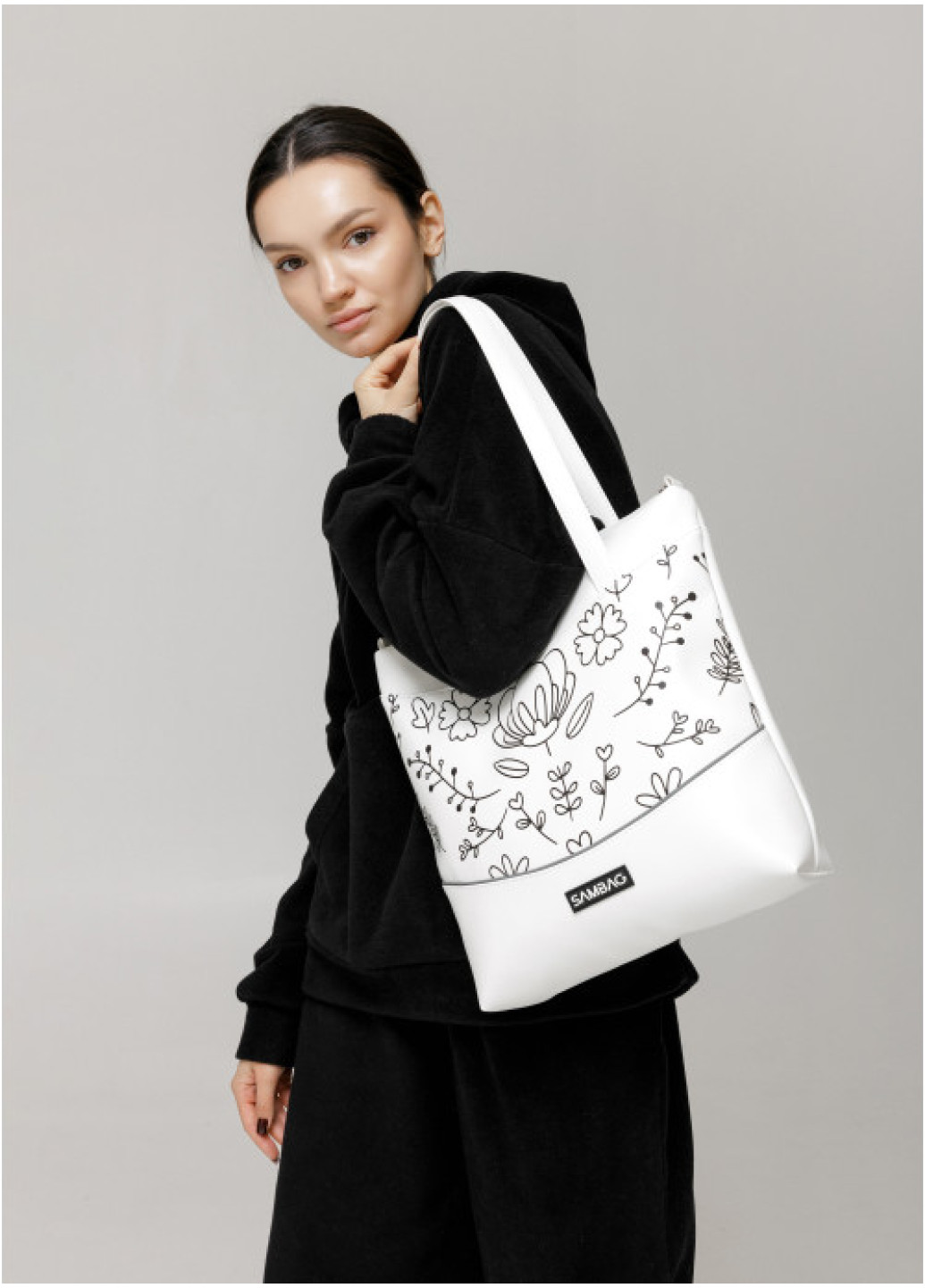 Сумка Sambag Shoper NOVA біла з принтом 