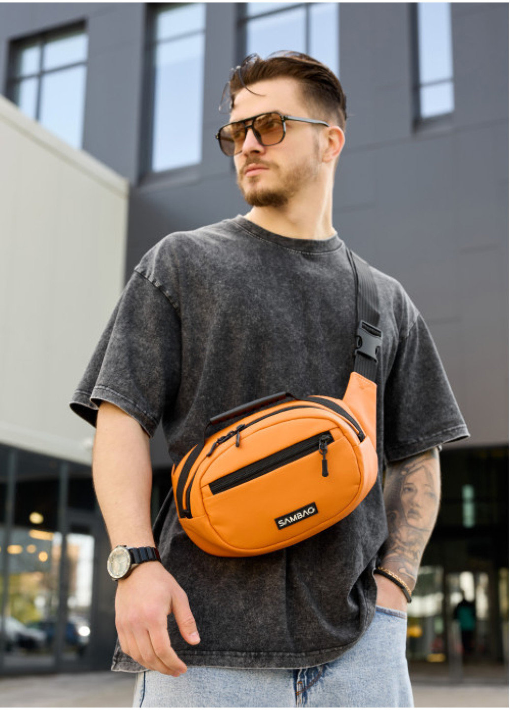 Сумка через плече бананка Sambag Flex помаранчева